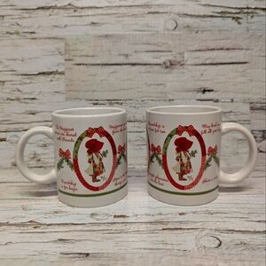 Set Of 2 Holly Hobbie Holiday Christmas Coffee Tea Mugs 2006 Dishwasher Safe